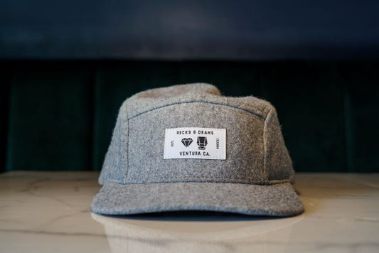 Grey Wool - 5 Panel Rocks & Drams Hat
